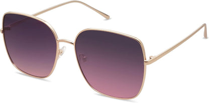 Trendy Oversized Square Metal Frame Sunglasses for Women Men Flat Mirrored Lens UV Protection Sunglasses SJ1146