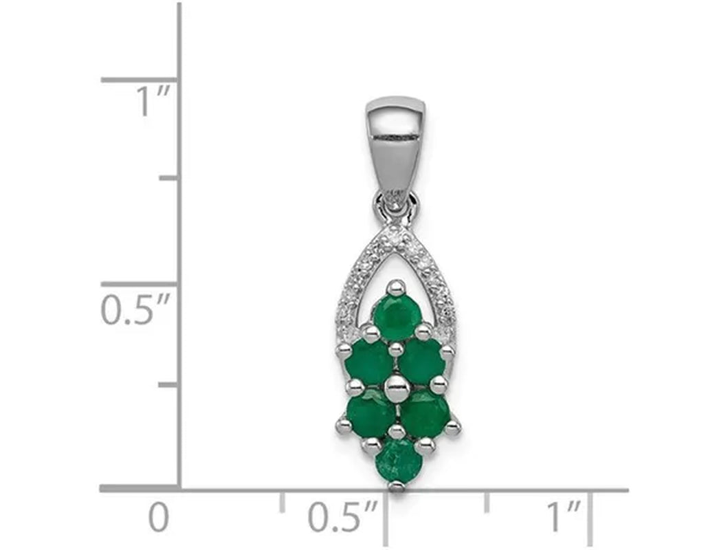 1/2 Carat (ctw) Natural Emerald Cluster Pendant Necklace in Polished Sterling Silver with Chain