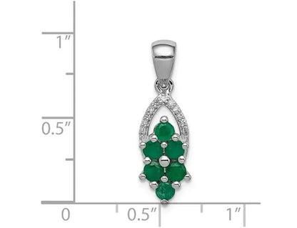 1/2 Carat (ctw) Natural Emerald Cluster Pendant Necklace in Polished Sterling Silver with Chain