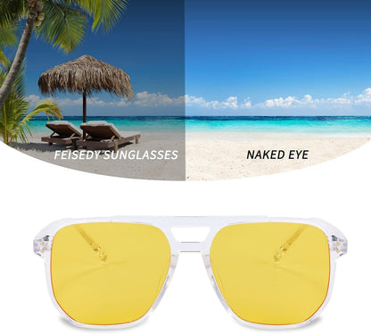 Retro Square Aviator Sunglasses Women Men 70S Vintage Trendy Plastic Frame Sun Glasses B2835