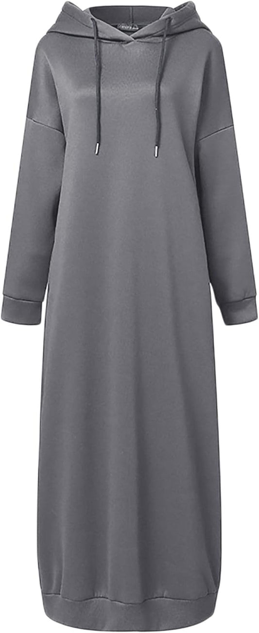 Womens Hoodies Muslim Prayer Dress Vintage Solid Color Islamic Abaya Dress Robe Mosque Prayer Loose Ramadan Clothing