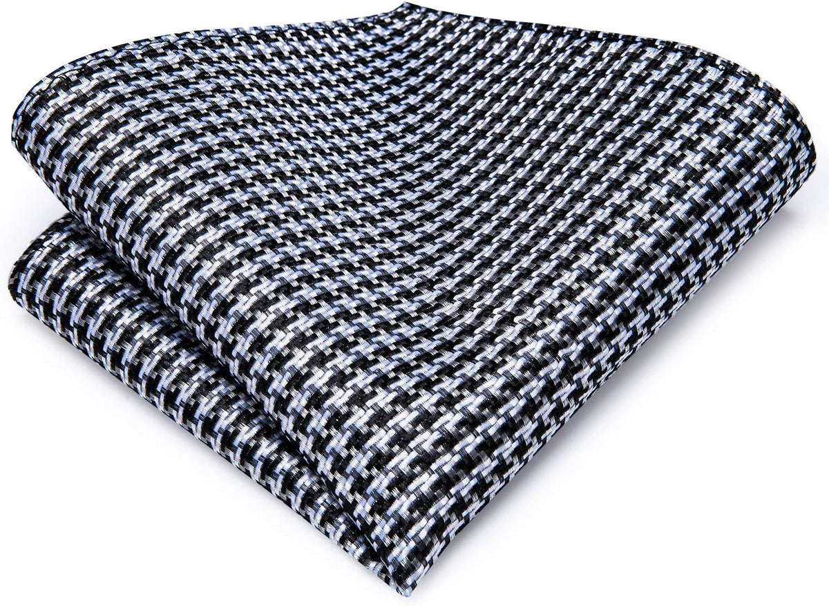 Mens Plaid Ties Classic Paisley Necktie with Handkerchief Cufflinks Set Business Stripe Tie