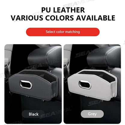 SEAMETAL Car Backseat Organizer Storage Box with Hook Auto Interior Decoration Drink Cup Tissue Holder Travel Accessories