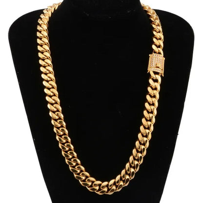 925 Silver Plated Chunky Necklace High Polished Stainless Steel Miami Curb Cuban Link Chain for Men 8/20/22/24/28/35 Inch (Quantity: 1Pcs)