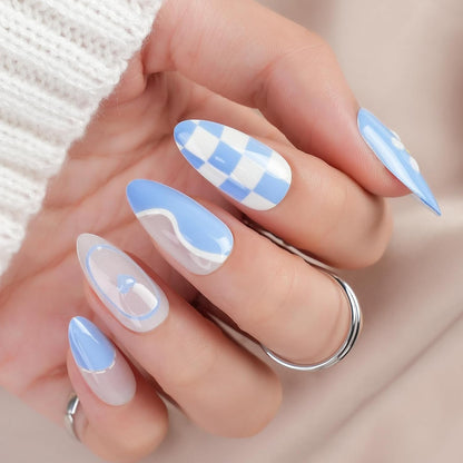 White Press on Nails Short,  Square Solid Color Fake Nails with Glue, Reusable & Natural Acrylic False Nails Stick on Nails for Women Girls Gift, Gel Nail Kit, 24pcs