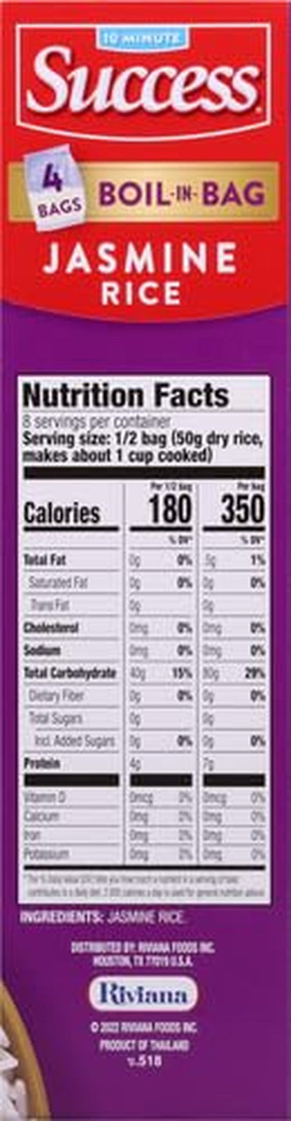 Boil-In-Bag Rice, Thai Jasmine Rice, Quick Rice Meals, 14-Ounce Box