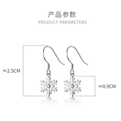 925 Sterling Silver Beautiful Snowflakes Drop Eaerrings for Women Fashion Jewelry Earrings