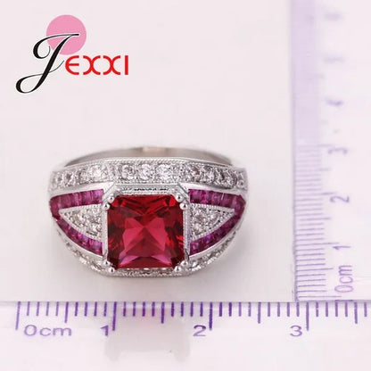 Fashion Elegant Anniversary Rings For Lady Rose CZ  925 Sterling Silver Wedding Engagement Ring Jewelry Gift