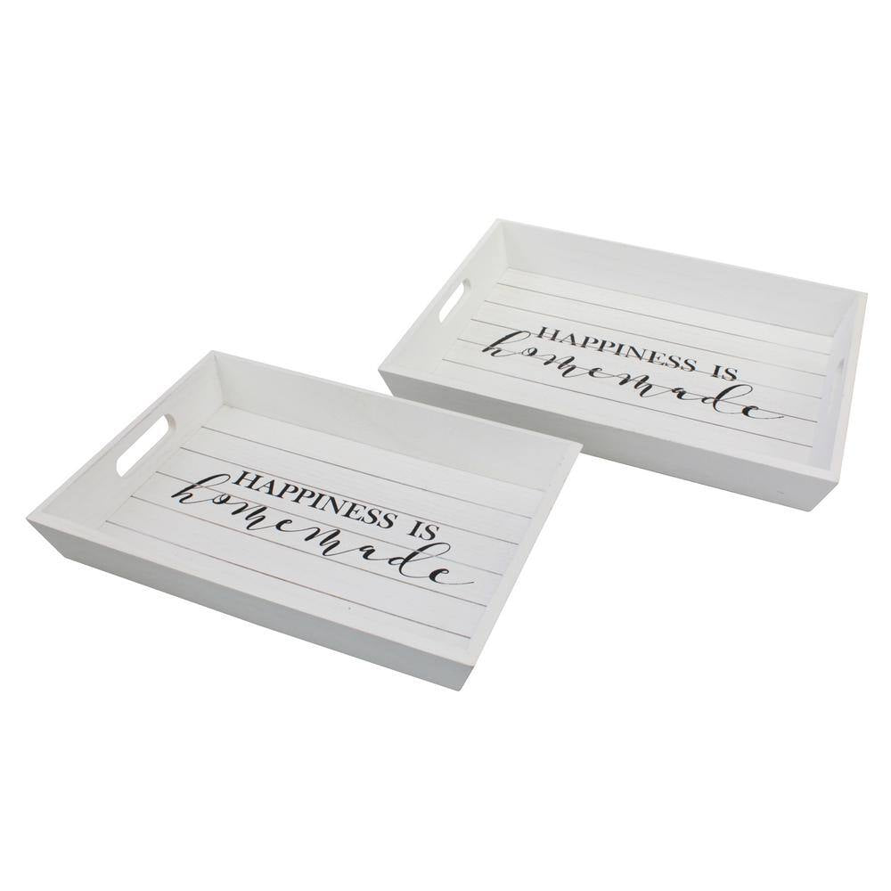 White Wooden Trays (Set of 2)