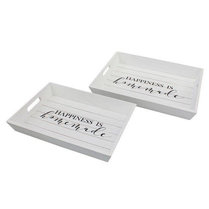White Wooden Trays (Set of 2)