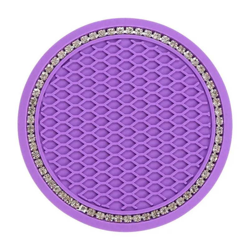 1Pc/2Pcs Car Cup Coaster, Crystal Rhinestone Car Interior Accessories, Easy To Clean, Non-Slip, Heat Resistant, Universal 7cm Anti-Slip Silicone Cup Holder Coasters For Car, Cute Vehicle Interior Decor