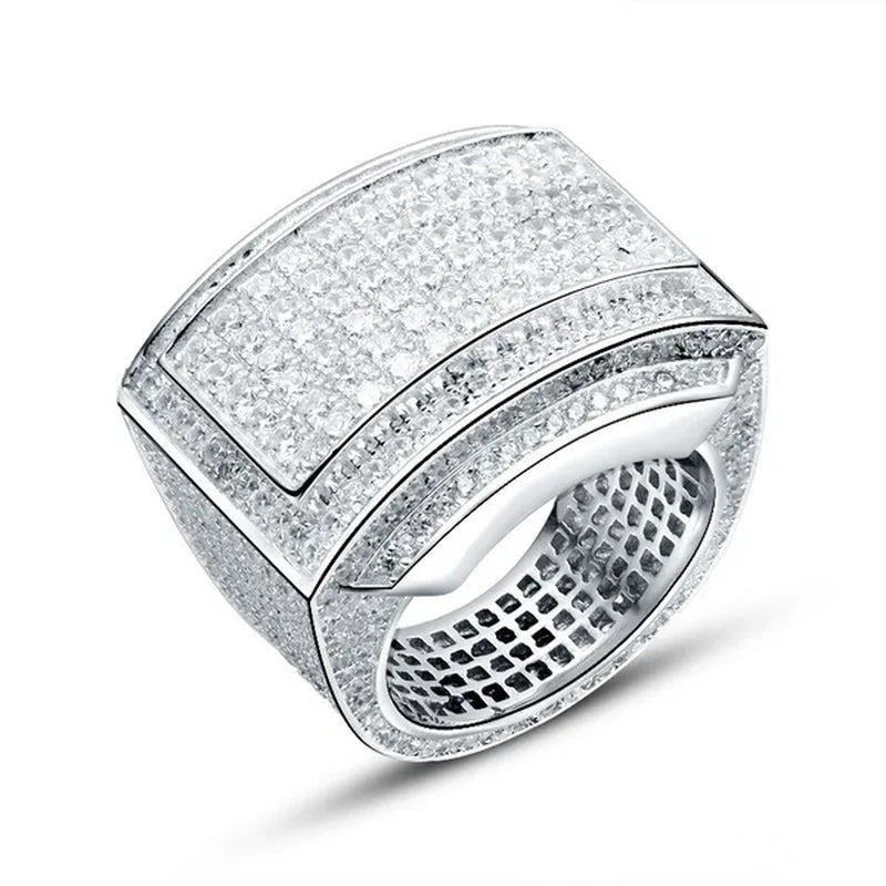 Business Men's Fashion Ring Luxury Domineering White Zircon Ring Wedding Engagement Ring Party Jewelry Size 6-13