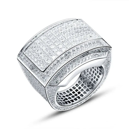 Business Men's Fashion Ring Luxury Domineering White Zircon Ring Wedding Engagement Ring Party Jewelry Size 6-13