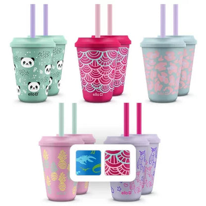 Ello Kids 12-Ounce Color Changing Tumblers with Lids and Straws, 10 Pack, Choose Color