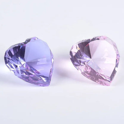 Heart Shape 80mm Crystal Diamond Paperweight  Art Glass Figurine Home Wedding Decor Collectible Gift Souvenir