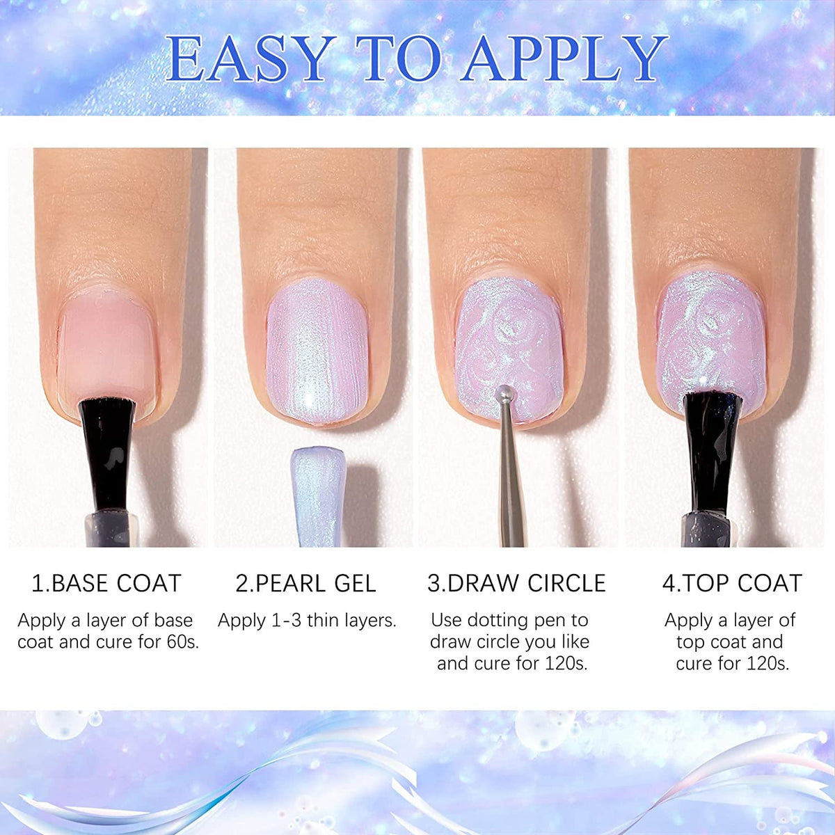 Pearl White Gel Nail Polish Mermaid Shimmer Glitter Drawing Gel Polish Shell Thread UV LED Nail Gel Polish For Home DIY Nail Salon