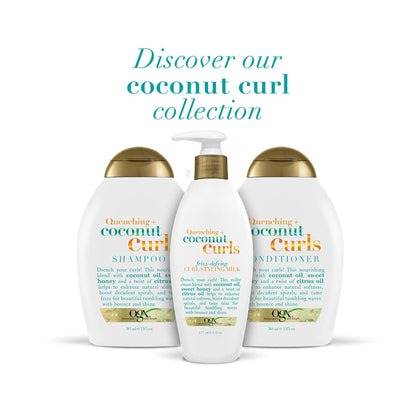 Quenching + Coconut Curls Curl-Defining Conditioner, Nourishing Curly Hair Conditioner with Coconut /Citrus Oil & Honey, Paraben-Free with Sulfate-Free Surfactants, 13Oz