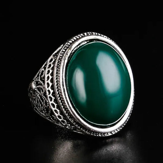 GemStoneKing 925 Sterling Silver Mens Wedding Bad Red Simulated Onyx Men's Luxury Gothic Vintage Biker Ring