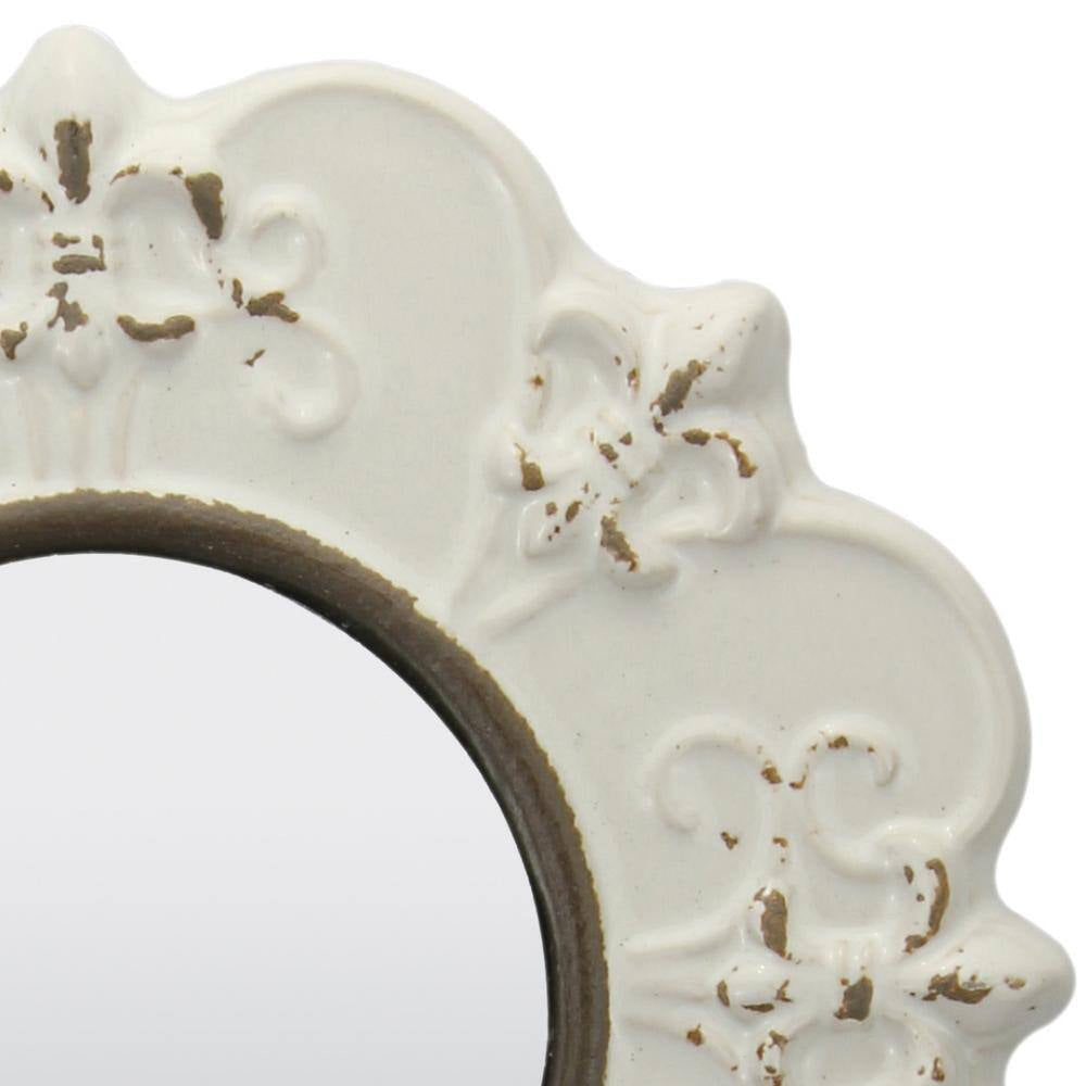 Small round White French Provincial Mirror (8 In. H X 8 In. W)