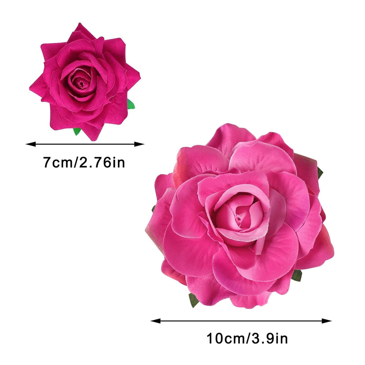 Rose Hair Clip Flower Hairpin Rose Brooch Floral Clips, 4 Pcs Fabric Rose Flowers Hair Clips Mexican Hair Flowers Pin up Headpieces for Woman Girl Wedding Party Mother'S Day (Hot Pink)