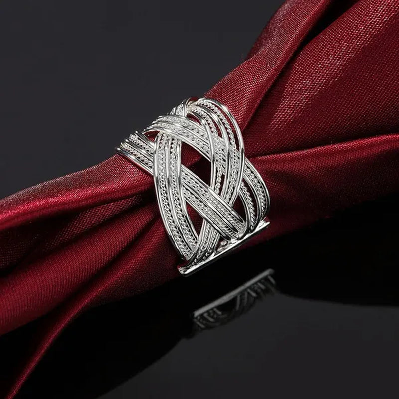 Charm 925 Sterling Silver Rings for Women Adjustable Fashion Retro Wedding Party Christmas Gifts High Quality Jewelry
