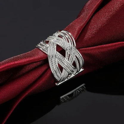 Charm 925 Sterling Silver Rings for Women Adjustable Fashion Retro Wedding Party Christmas Gifts High Quality Jewelry