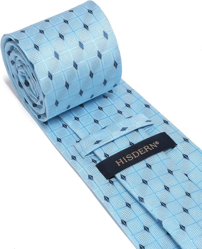 Mens Ties Plaid Tie and Pocket Square Set Classic Woven Formal Checkered Neckties & Handkerchief Wedding Party
