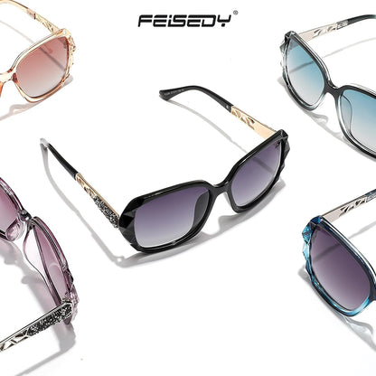 Polarized Women Square Sunglasses Sparkling Composite Shiny Frame B2289