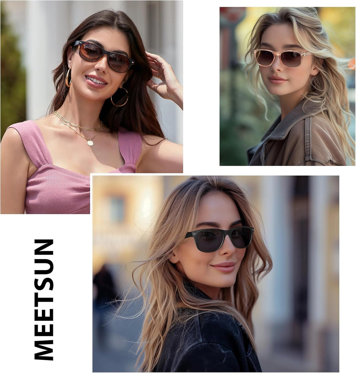 Classic Polarized Sunglasses for Women Men Trendy Retro Sun Glasses for Driving UV Protection (3 Pack)