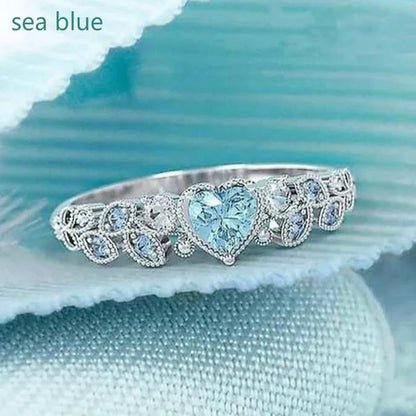 Exquisite Heart Shape White Sapphire Silver Plated Lab Diamond Ring for Women Romantic Wedding Eternity Jewelry Lover Birthday Gift