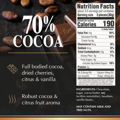 EXCELLENCE 70% Cocoa Dark Chocolate Candy Bar, Dark Chocolate, 3.5 Oz. Bar