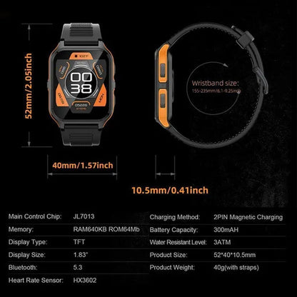 2024 NEW Military Smart Watch for Men Bluetooth Call, Rugged Tactical Smartwatch for Android Phones and iPhone, 3ATM Waterproof Outdoor Sports Fitness Tracker with Heart Rate, Voice Assistant.