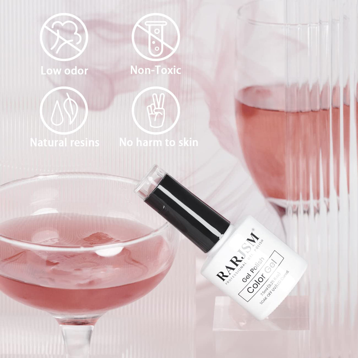 Pearl Gel Nail Polish, Light Pink Glitter Drawing Gel Polish Soak off UV Shimmer Mermaid Nail Gel for Salon Home DIY Manicure Use