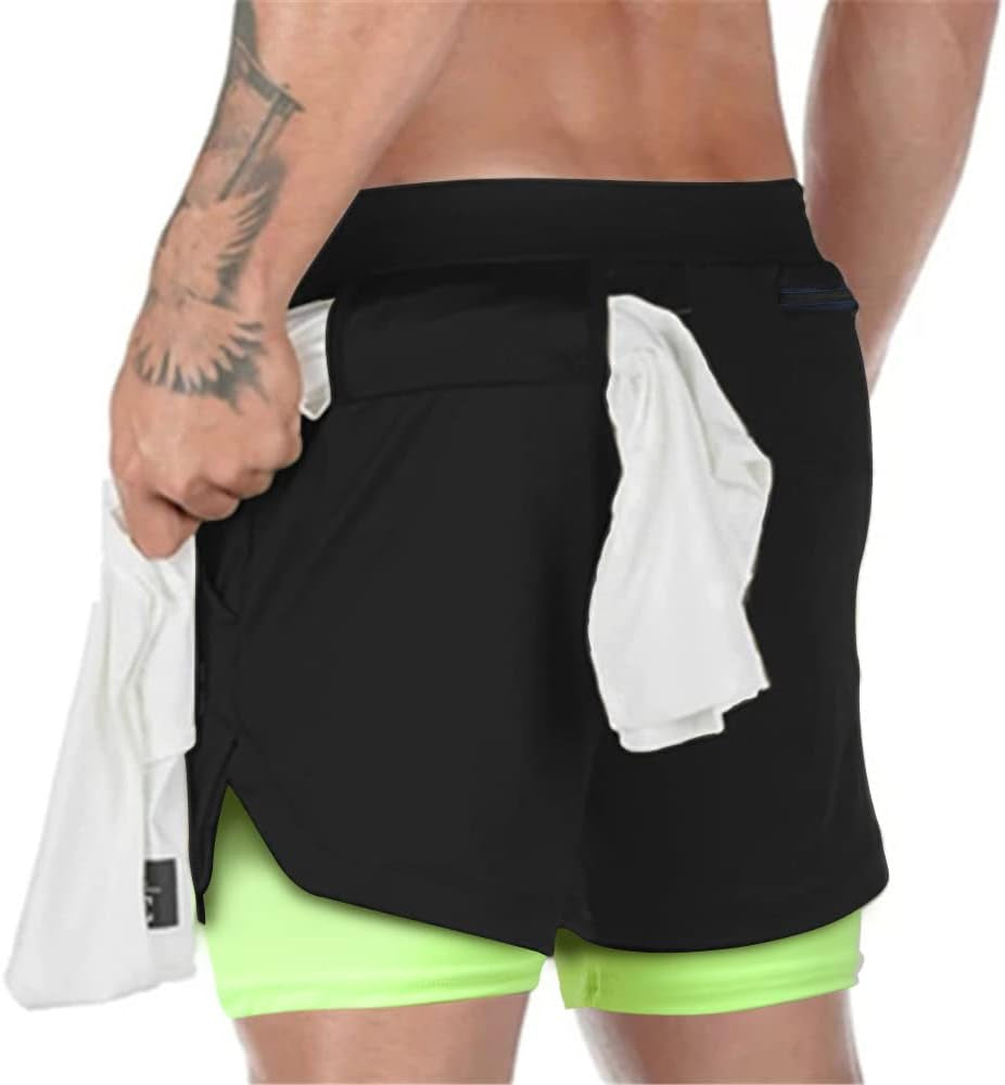 Mens Running Shorts，Workout Running Shorts for Men，2-In-1 Stealth Shorts，7-Inch Gym Yoga Outdoor Sports Shorts