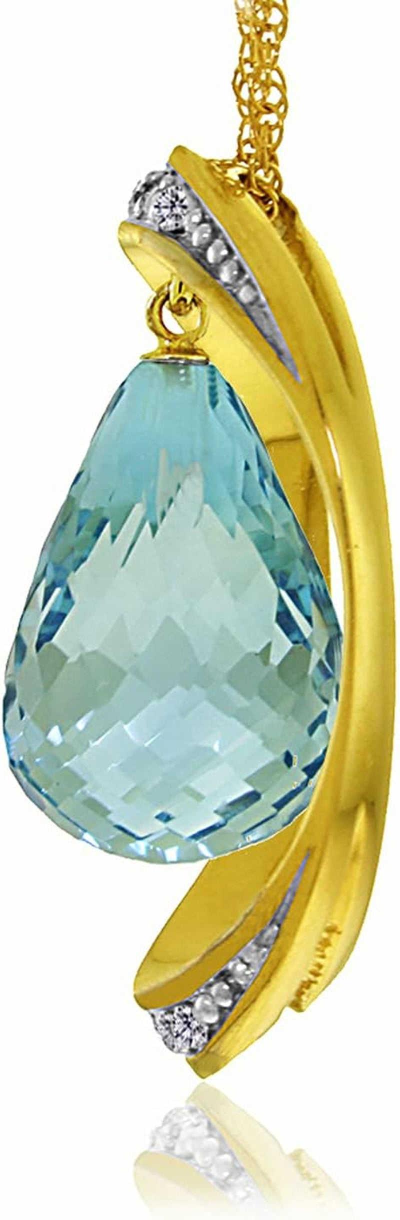 11.6 CT. 14K Yellow Gold Necklace with Natural Briolette Blue Topaz and Diamonds