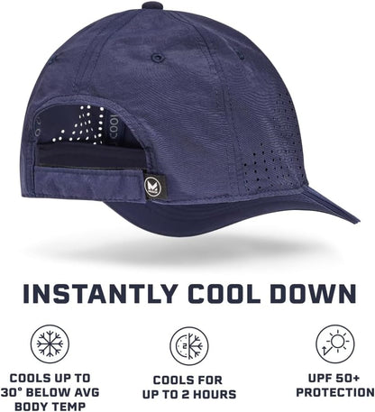 Cooling Vented Performance Hat Unisex One Size Cap for Workouts, Golf & Running, Sweat & Water Activated Technology