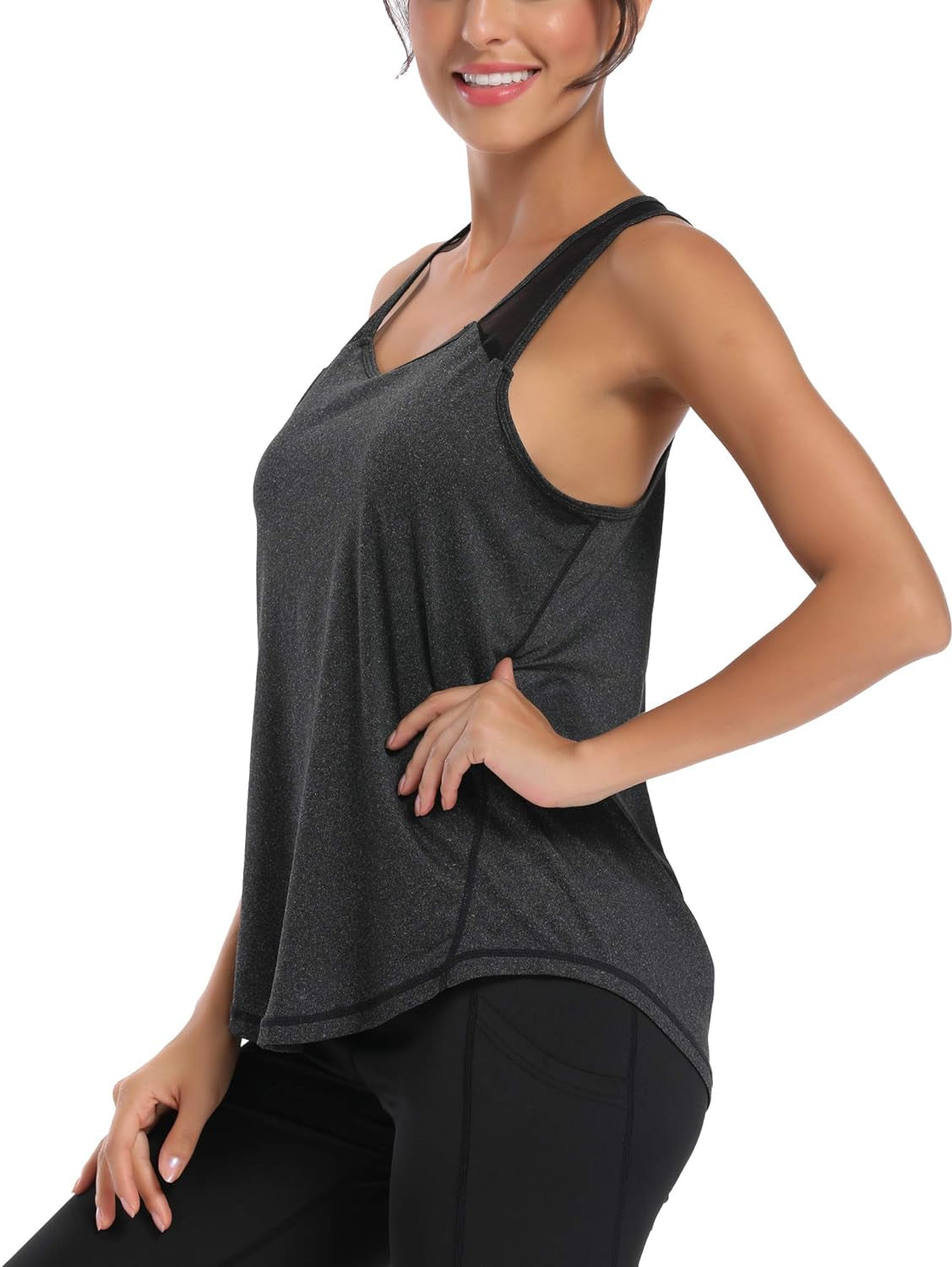 Womens Workout Tops for Women Racerback Tank Tops Mesh Yoga Shirts Athletic Running Tank Tops Sleeveless Gym Clothes