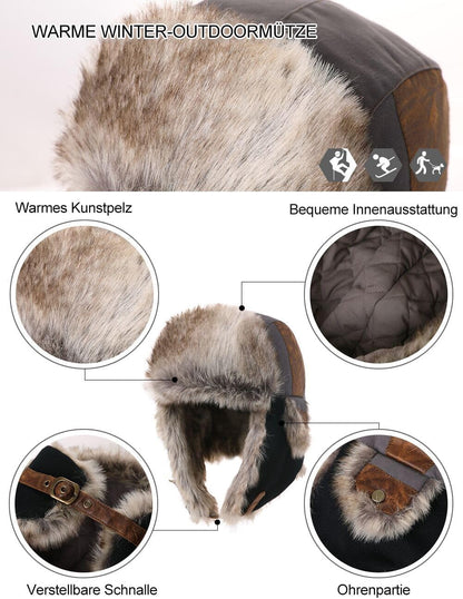 Large XL Trapper Trooper Hunting Warm Ear Flap Russian Ushanka Winter Ski Cold Weather Bomber Hats for Men