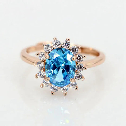 925 Silver Plated White Gold Rose Gold Live Ring Set with Sapphire Center Stone 6X8mm~8X10mm Commemorative Wedding Custom Ring