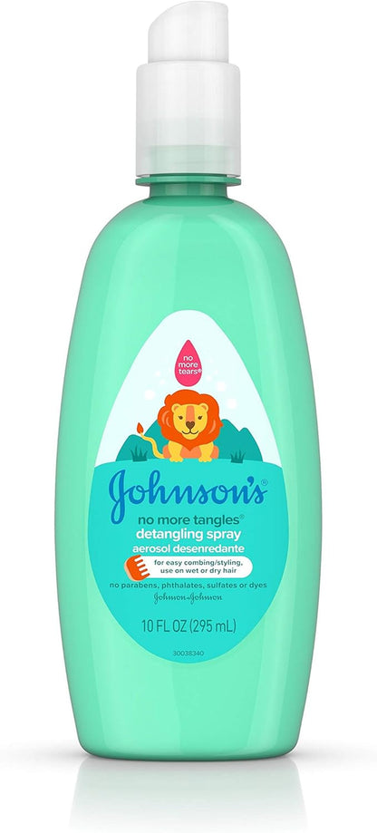 Johnson'S No More Tangles Toddler & Kids Detangling Spray to Unlock Knots in Hair, Hypoallergenic & Paraben-Free, No More Tears Tear-Free Formula for Wet or Dry Hair, 10 Fl. Oz