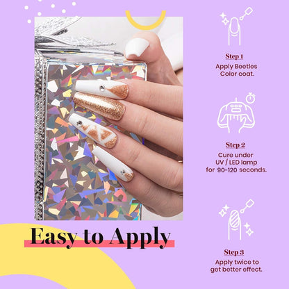 Beetles Gel Nail Polish, 1 Pcs 15ml White Color Soak Off Gel Polish Nail Art Manicure Salon DIY Gel Nail Design Decoration at Home Nail Lamp Needed Nails Minicure Kit Gift