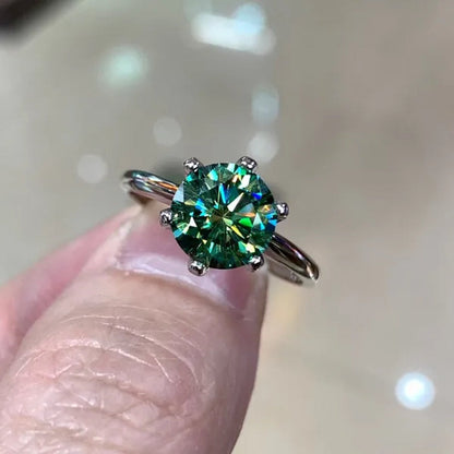 With Certificate S925 Moissanite Diamond Ring 2.0 Carat Round Cut Moissanite Ring Women's Engagement Ring Anniversary Ring