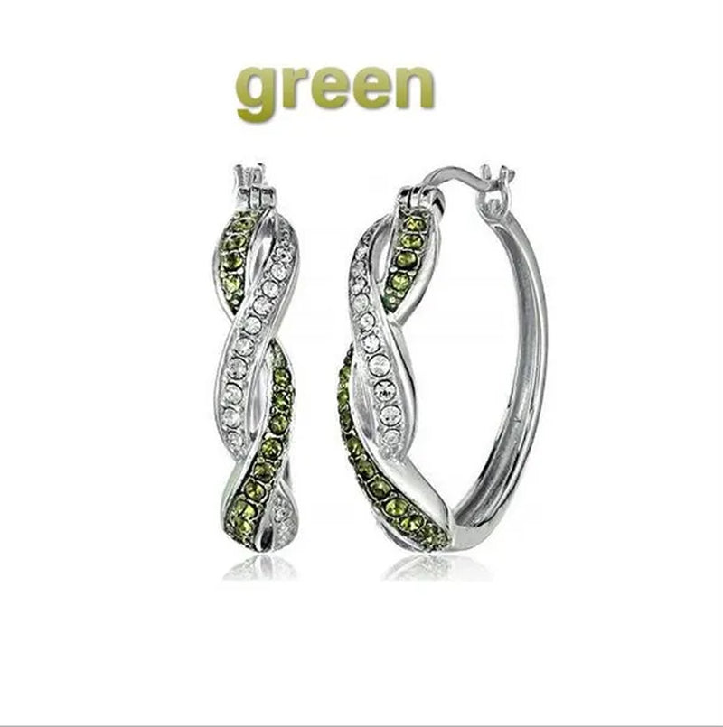 Fashionable new style 925 silver needle zircon earrings trendy color earrings simple and creative inlaid zircon earrings