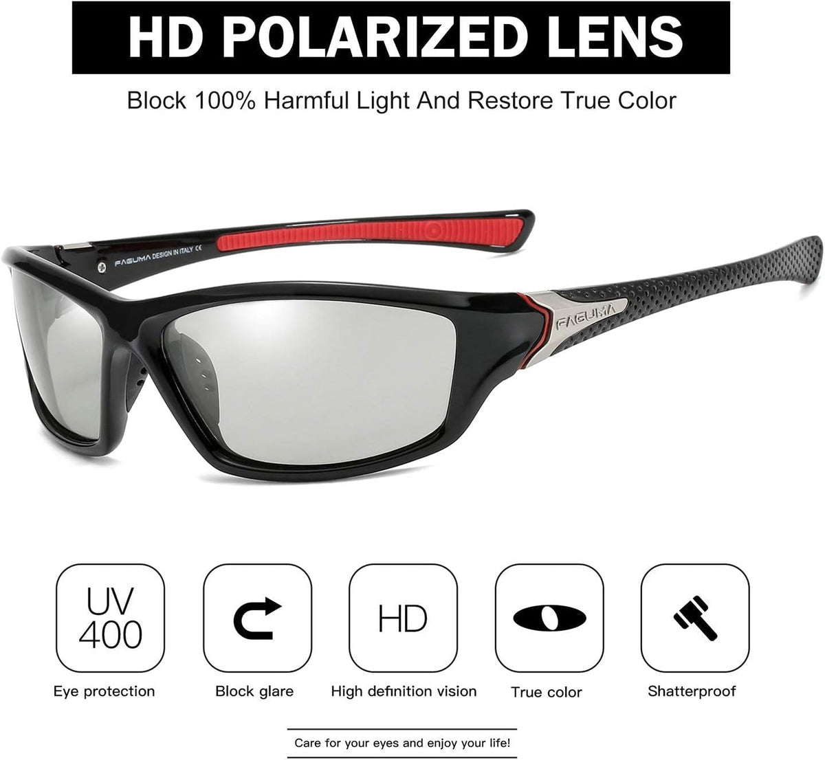 Sports Polarized Sunglasses for Men Cycling Driving Fishing UV400 Protection