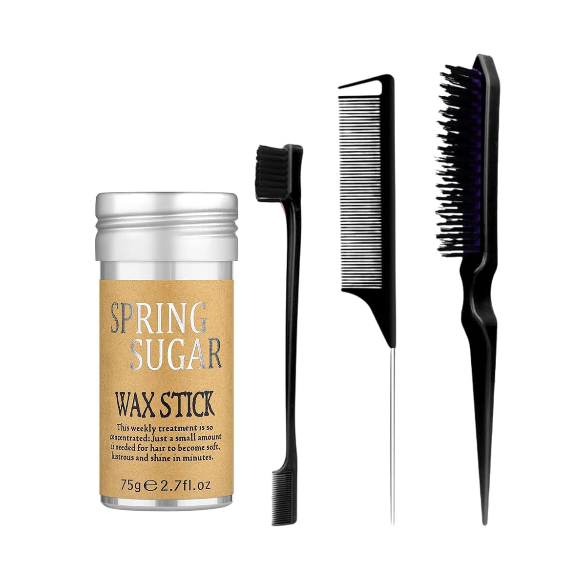 Hair Wax Stick Set, Slick Stick for Hair Control, Hair Styling Comb for Flyaways Frizz Hair Wigs, Non-Greasy Smooth Hair Styling Products for Women & Men
