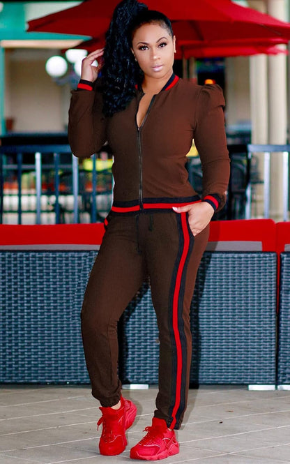 Women'S 2 Pieces Outfits Long Sleeve Zipper Jacket and Pants Set Tracksuits
