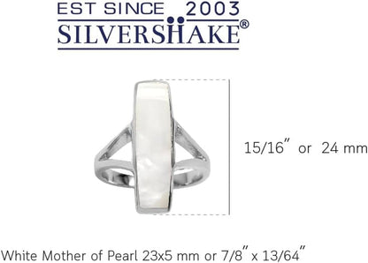 Long Bar Linear Inlay White Gold Plated or Yellow Gold Plated 925 Sterling Silver Modern Style Ring Jewelry for Women