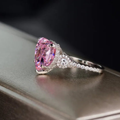 Heart-shaped Diamond Ring Exquisite 18k Gold Plating 925 Sterling Silver Romantic Diamond Wedding Ring