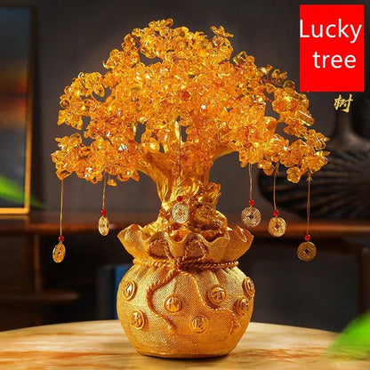Resin Citrine Feng Shui Money Tree Lucky Tree Home Decoration Ornament Festival Holiday Gifts Bring Wealth