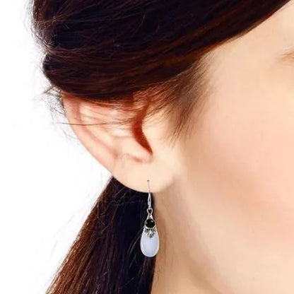 Dazzling 925 Solid Sterling Silver Natural Gemstone Amethyst Ruby & Black Sapphire Moonstone Diamond Floral Dangle Earrings Women Wedding Fine Jewelry